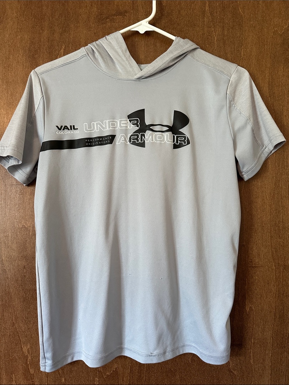 Under Armour Kid’s Light Gray Short-Sleeve Hoodie with Logo